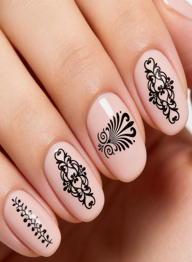 beinkmake 3Pcs Vintage Baroque Nail Stamping Plate Set Angel Devil Nail Stamp Templates French Line Tip Nail Stamp Plates Floral Border Metal Reusable Tools with Stamper Scraper for Manicure Printing - Image 2